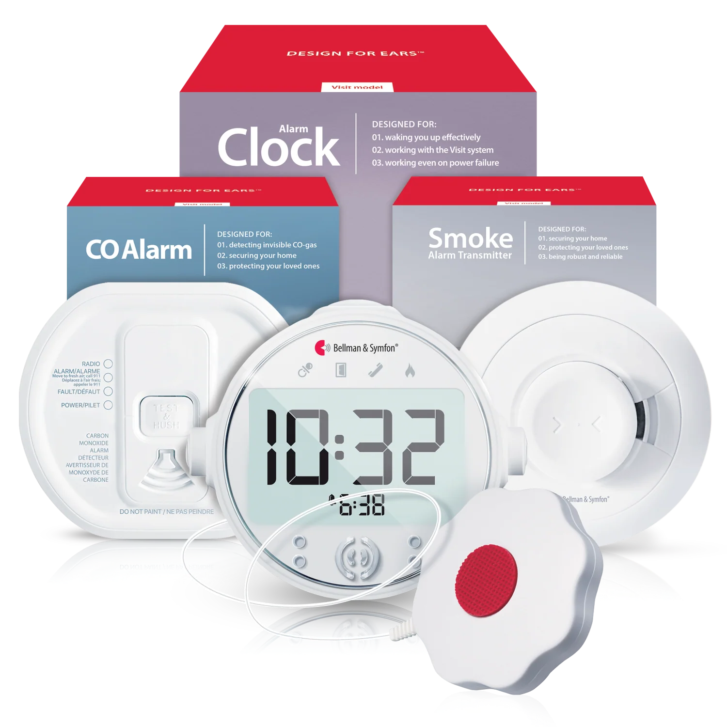 Smoke, Fire, & CO ADA Compliance Kit with Alarm Clock Receiver