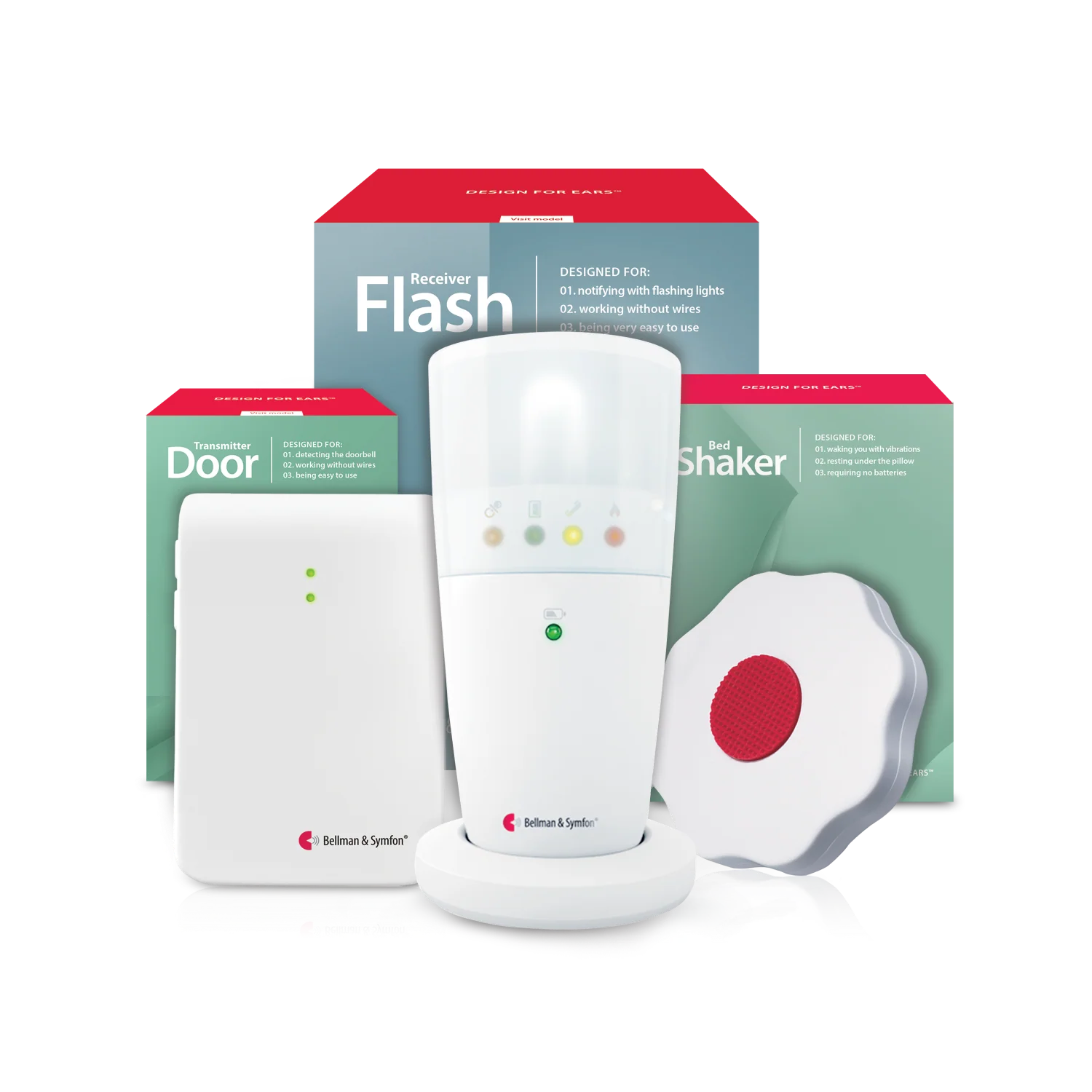 Doorbell System with Flash Receiver and Bed Shaker